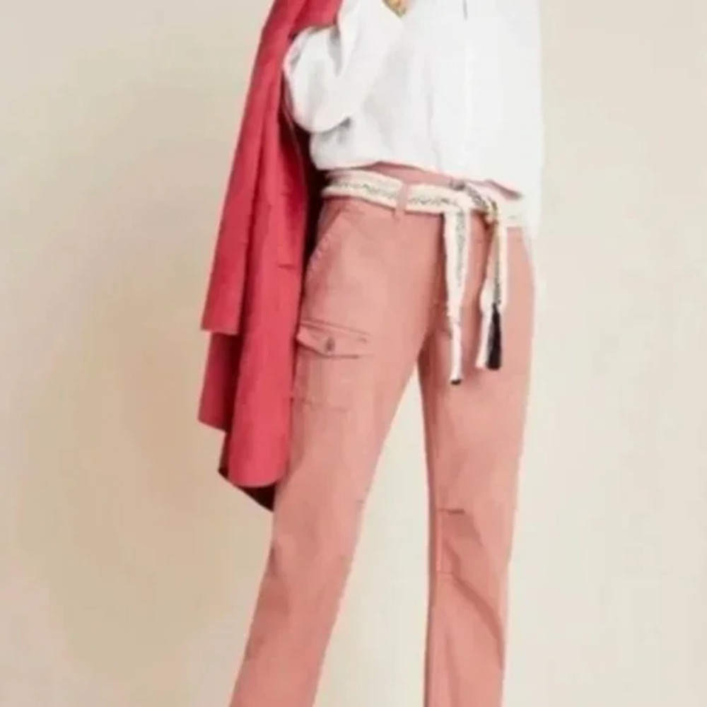 Anthropologie The Wanderer Dusty Pink Cargo Straight Leg Pants Size 30 - Picture 3 of 16